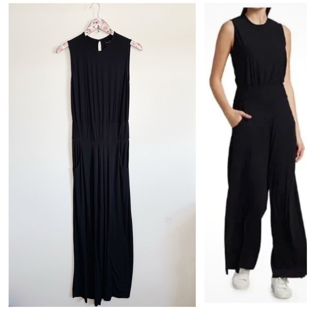 COMMANDO Black Butter Wide Leg Jumpsuit Size S Small